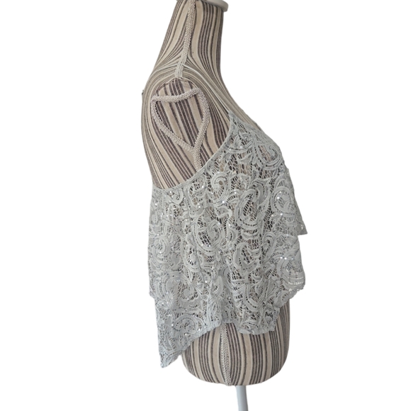 Free People Intimately Women Sequin Lace Floral Cami Tank Top Size SP - Picture 8 of 11